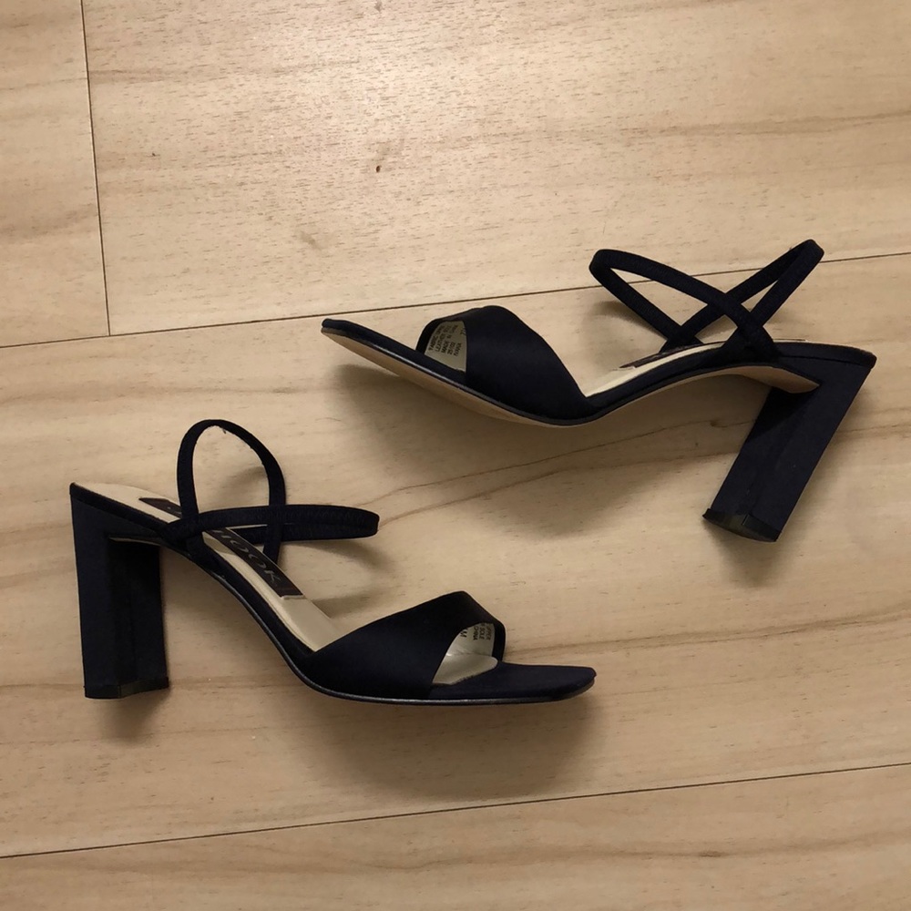 J G Hook  Navy Blue Strappy Block Heels Size: 7.5